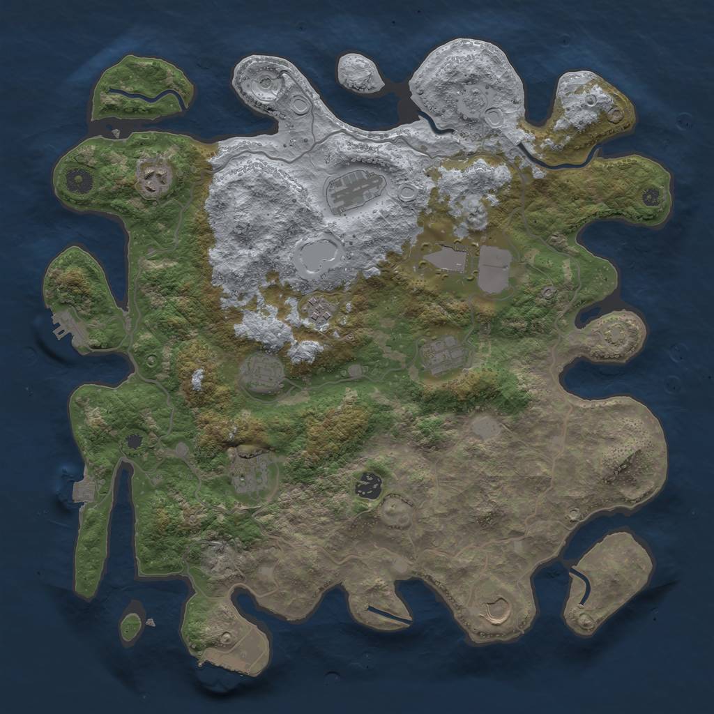 Rust Map: Procedural Map, Size: 4000, Seed: 231231, 17 Monuments