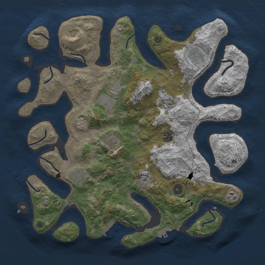 Rust Map: Procedural Map, Size: 4000, Seed: 4057, 17 Monuments