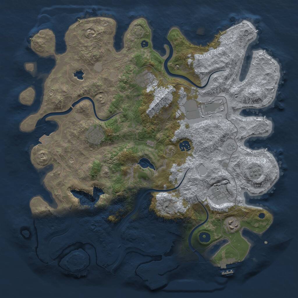Rust Map: Procedural Map, Size: 4000, Seed: 4057, 13 Monuments