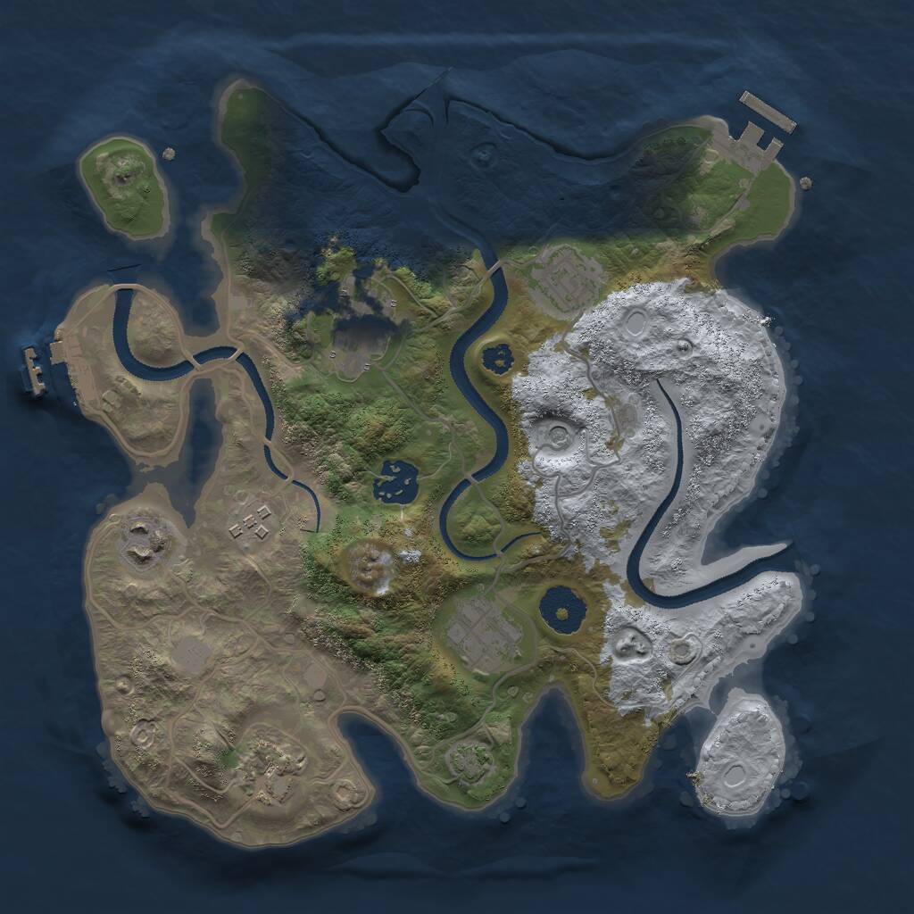 Rust Map: Procedural Map, Size: 3000, Seed: 11005, 12 Monuments