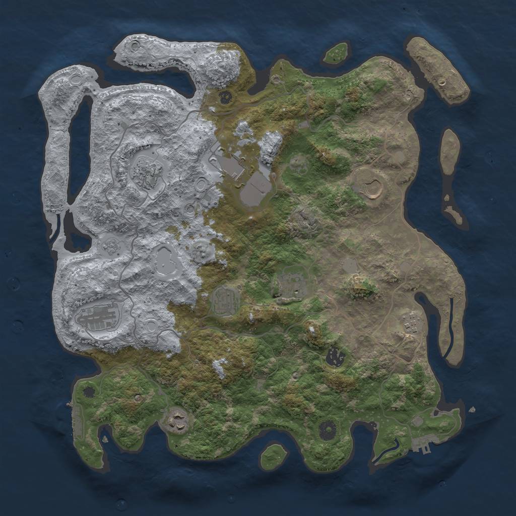 Rust Map: Procedural Map, Size: 4000, Seed: 5056, 16 Monuments