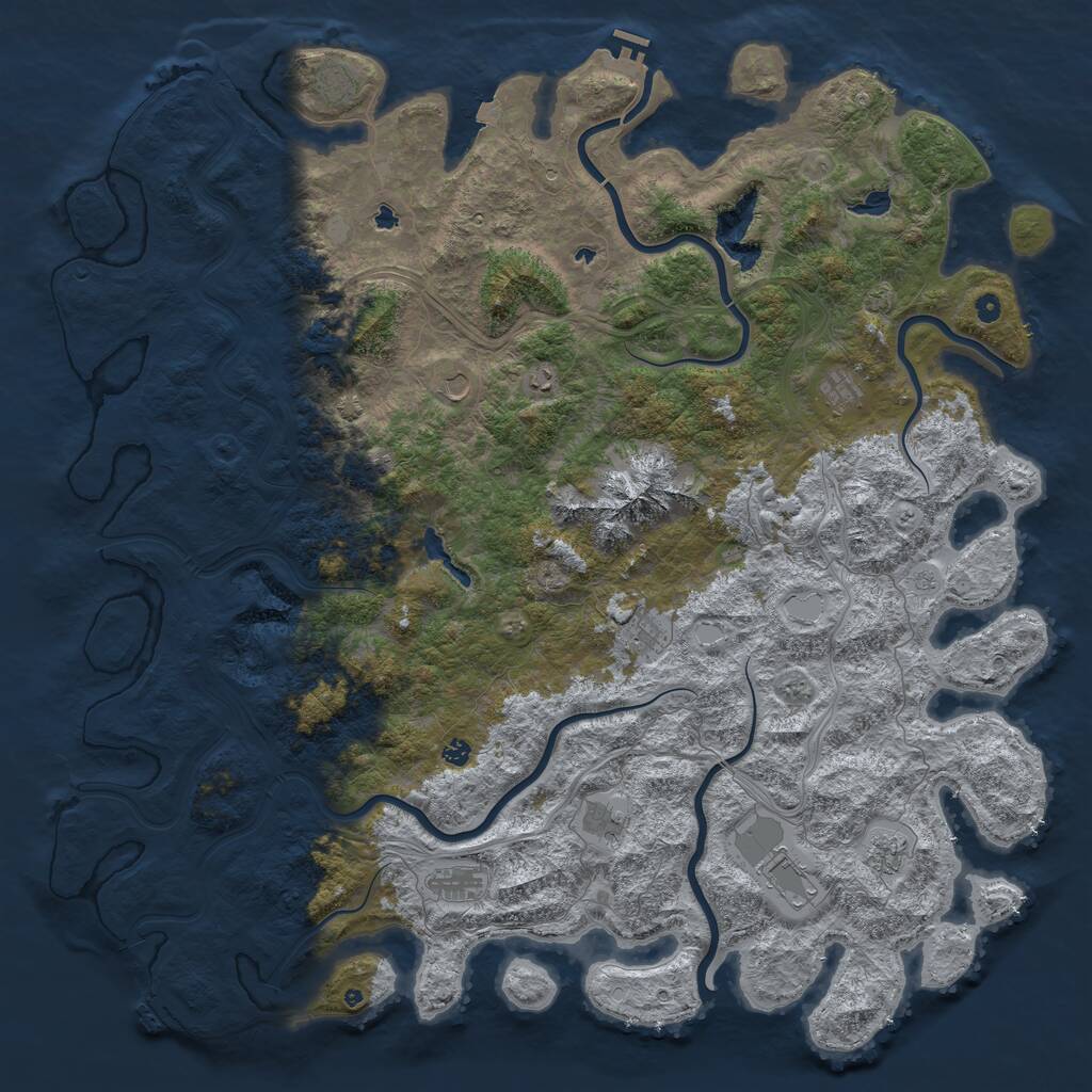 Rust Map: Procedural Map, Size: 6000, Seed: 13, 17 Monuments