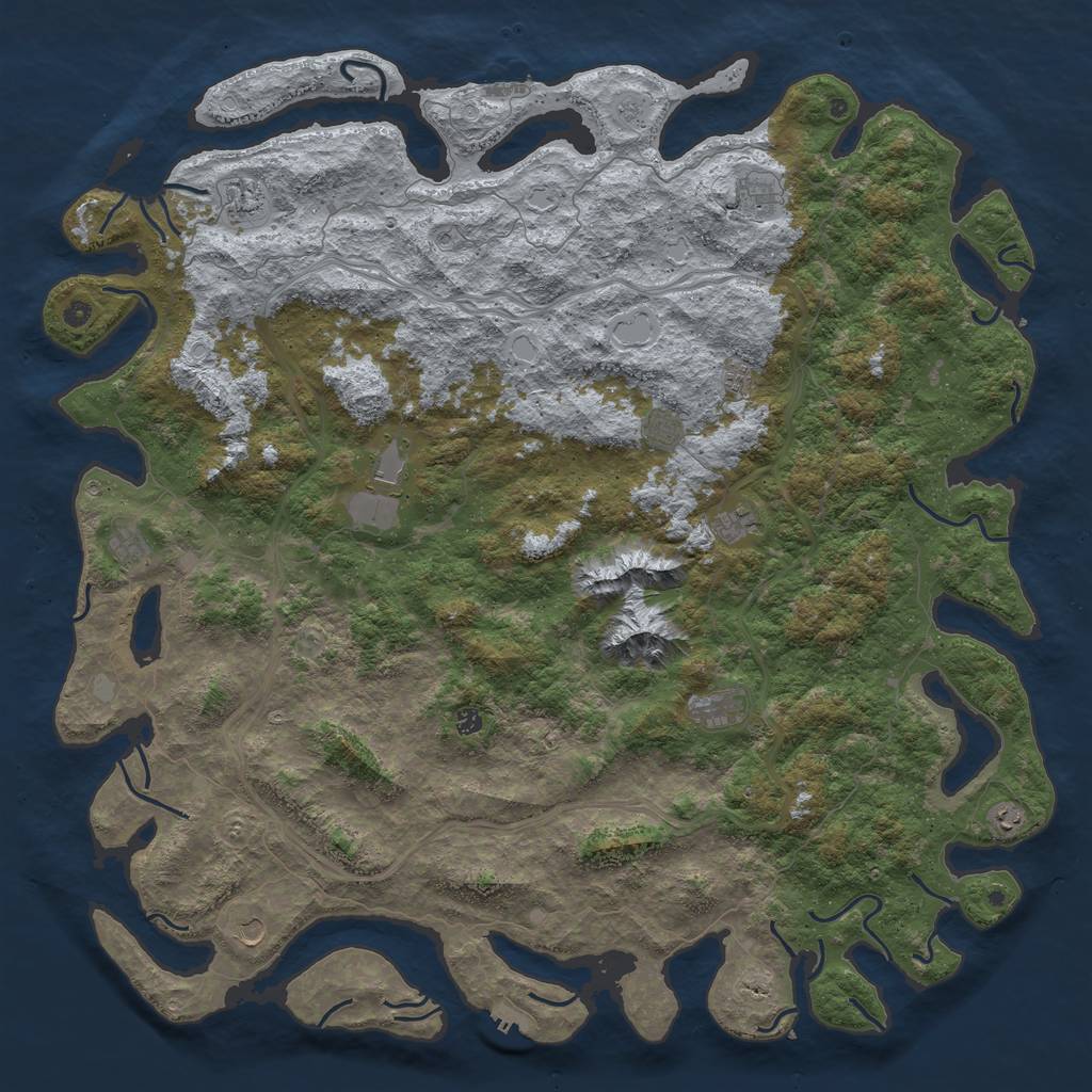 Rust Map: Procedural Map, Size: 6000, Seed: 2001528412, 18 Monuments