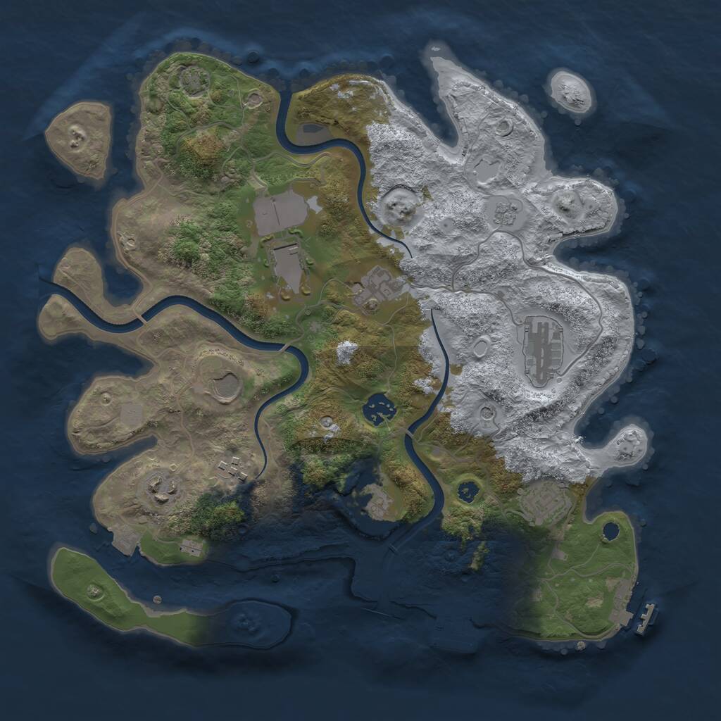 Rust Map: Procedural Map, Size: 3500, Seed: 598458407, 15 Monuments