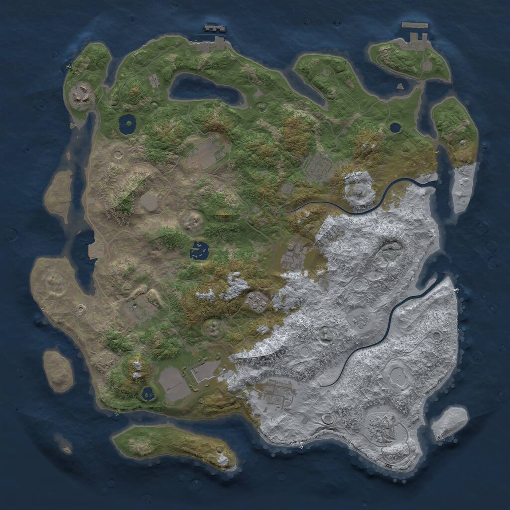 Rust Map: Procedural Map, Size: 3950, Seed: 196924172, 16 Monuments