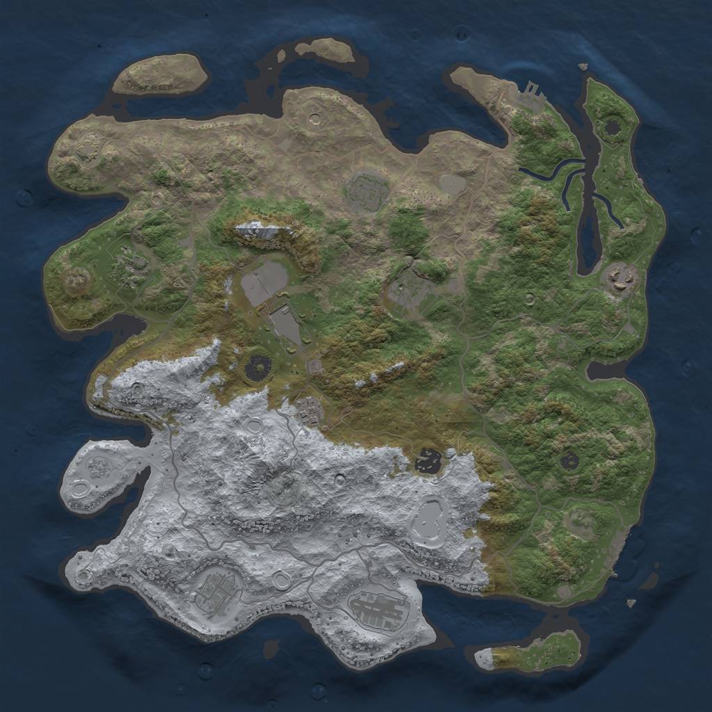 Rust Map: Procedural Map, Size: 4000, Seed: 4420554, 17 Monuments