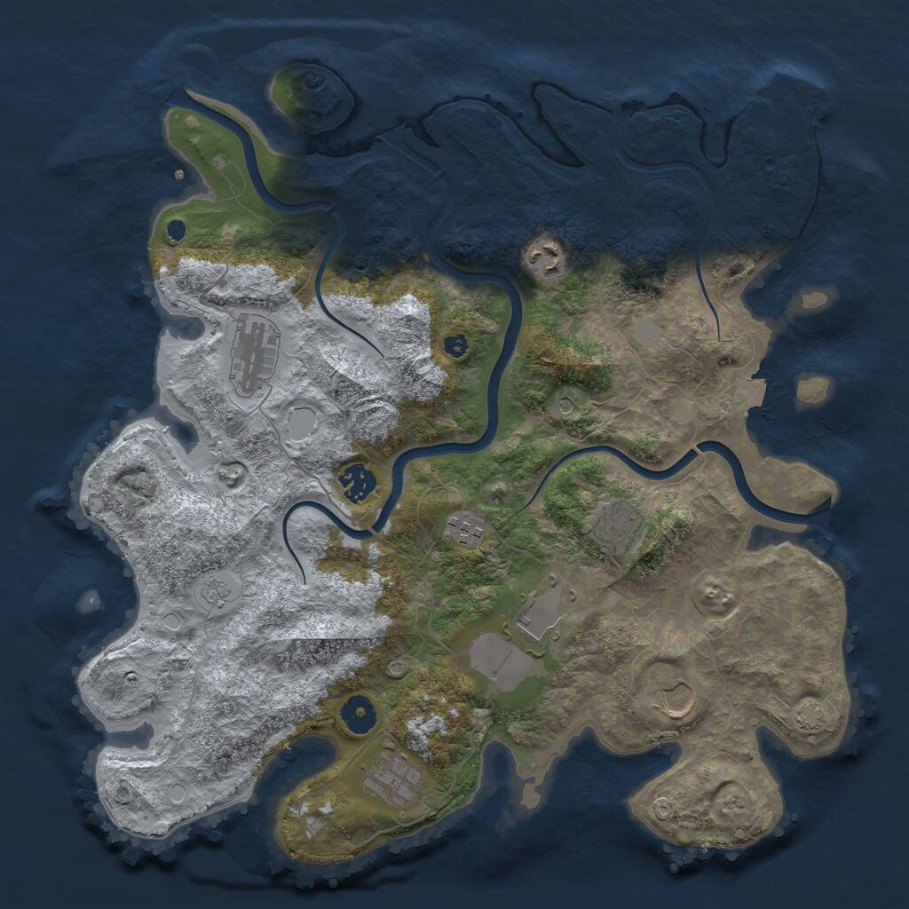 Rust Map: Procedural Map, Size: 3800, Seed: 1851812413, 13 Monuments