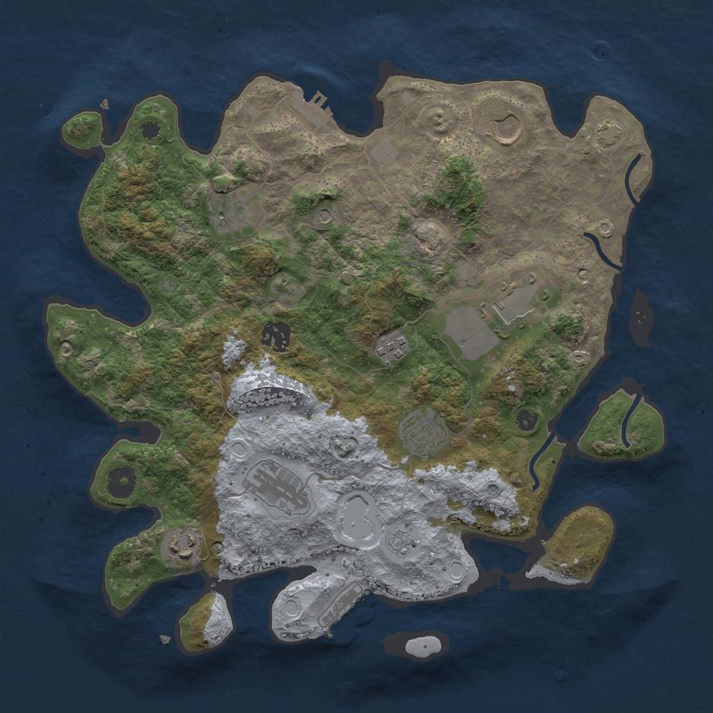 Rust Map: Procedural Map, Size: 3500, Seed: 708001928, 16 Monuments