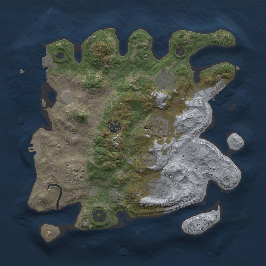 Rust Map: Procedural Map, Size: 3000, Seed: 7839, 13 Monuments