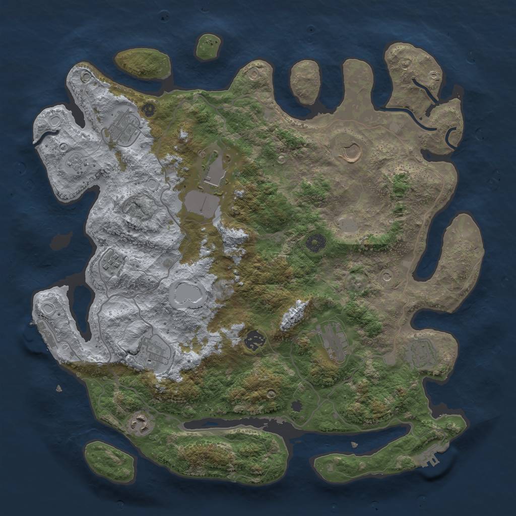 Rust Map: Procedural Map, Size: 4000, Seed: 4578412, 16 Monuments