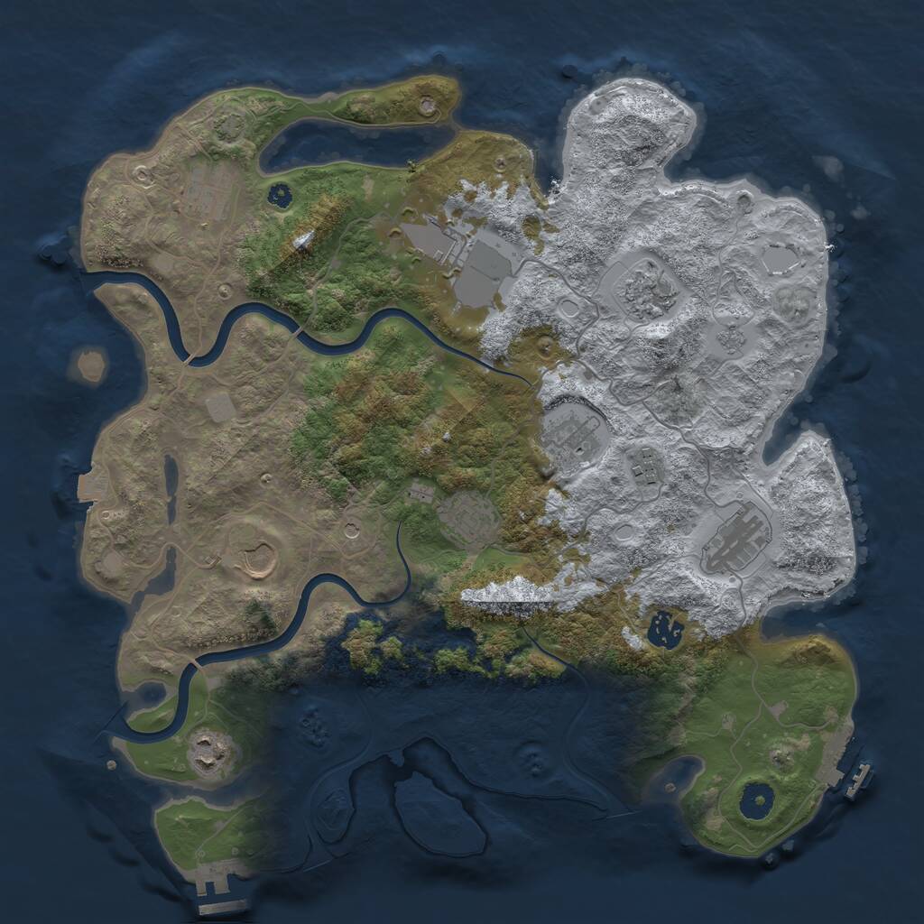 Rust Map: Procedural Map, Size: 3850, Seed: 1393256129, 16 Monuments