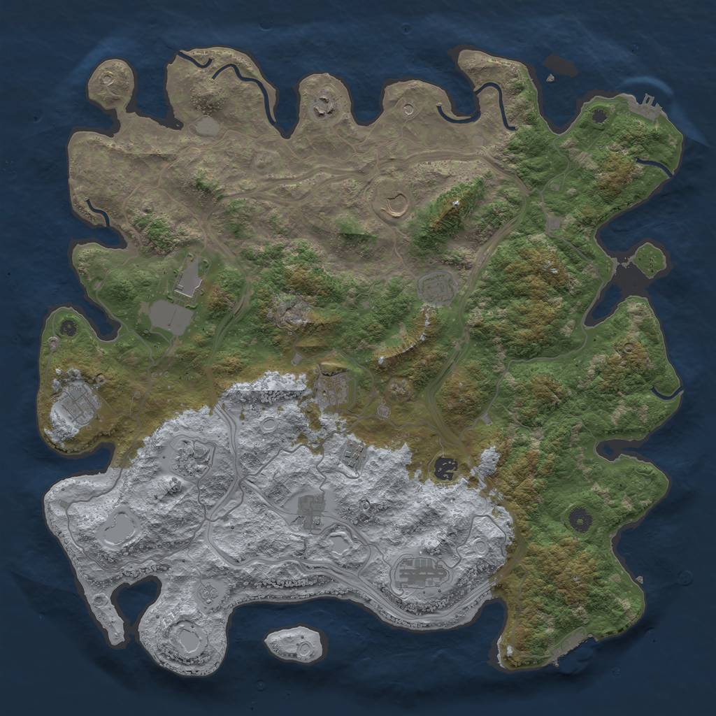 Rust Map: Procedural Map, Size: 4567, Seed: 842406109, 18 Monuments