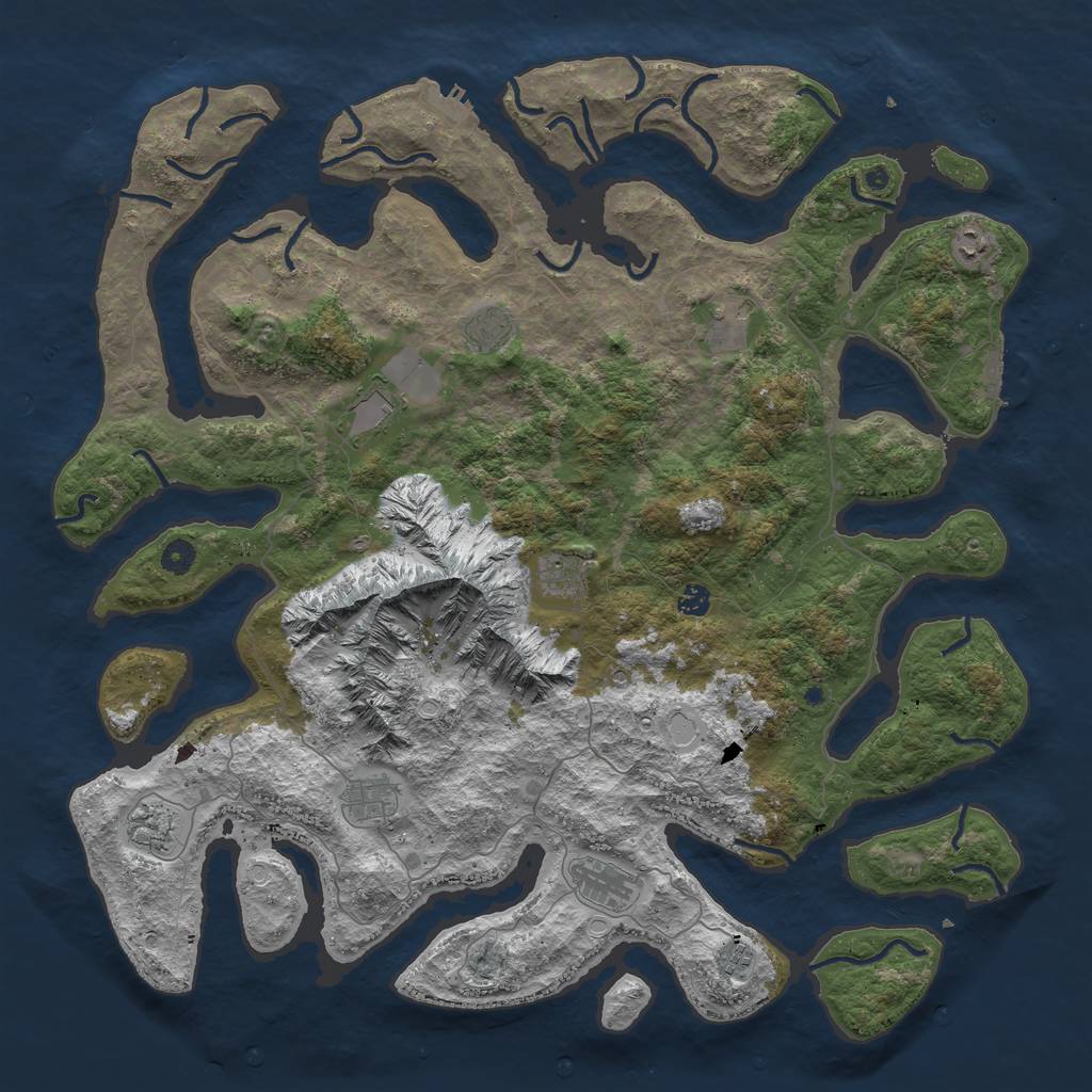 Rust Map: Procedural Map, Size: 5000, Seed: 1980226453, 18 Monuments