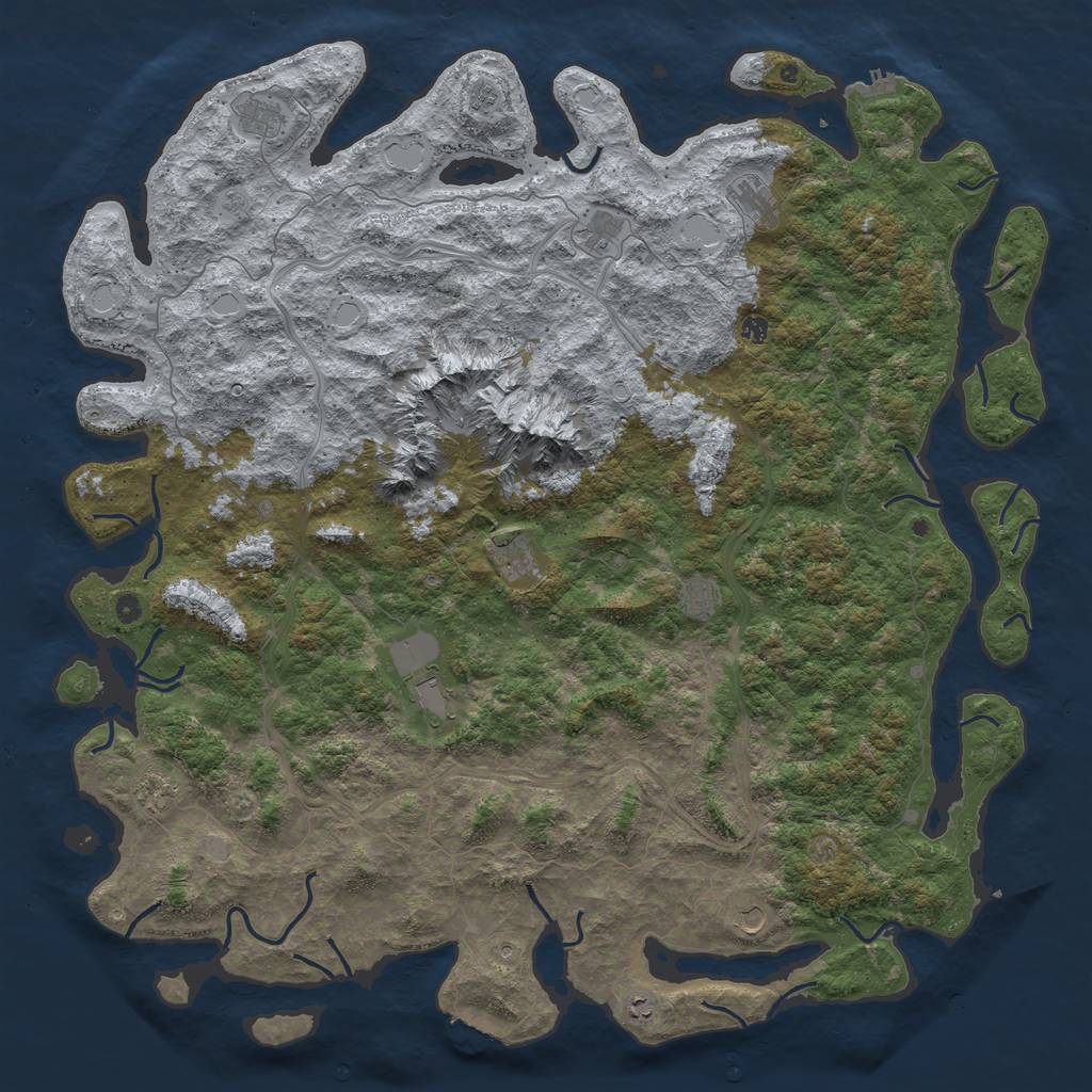 Rust Map: Procedural Map, Size: 6000, Seed: 967842, 18 Monuments