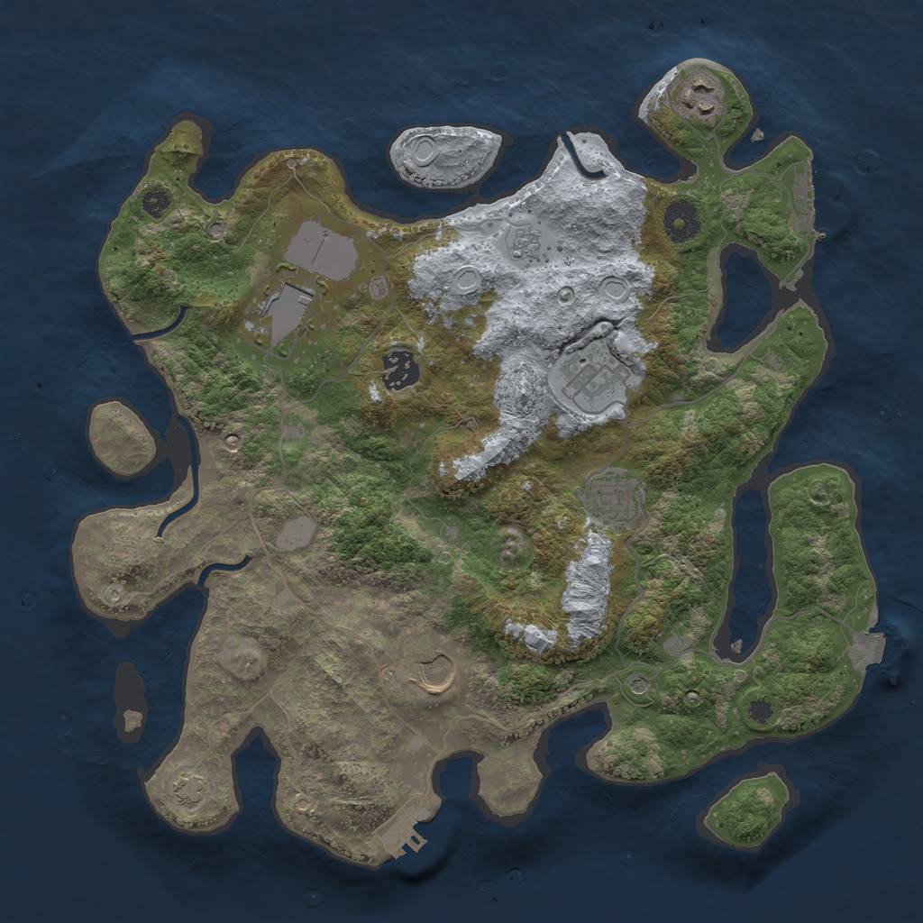 Rust Map: Procedural Map, Size: 3501, Seed: 167186624, 14 Monuments