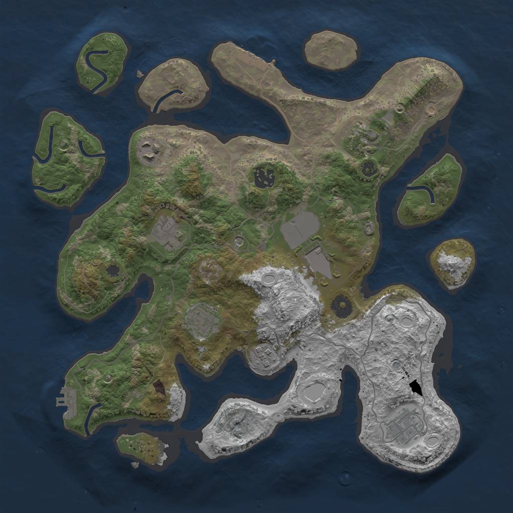 Rust Map: Procedural Map, Size: 3500, Seed: 211007, 16 Monuments
