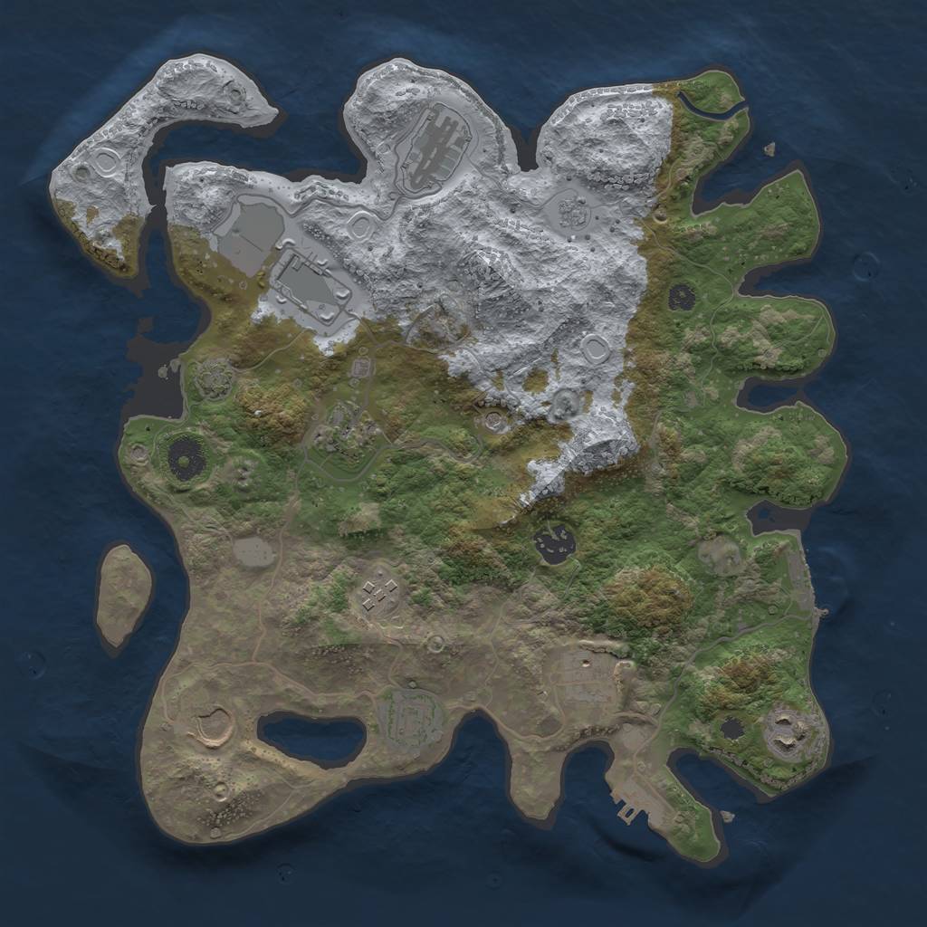 Rust Map: Procedural Map, Size: 3500, Seed: 864850618, 17 Monuments