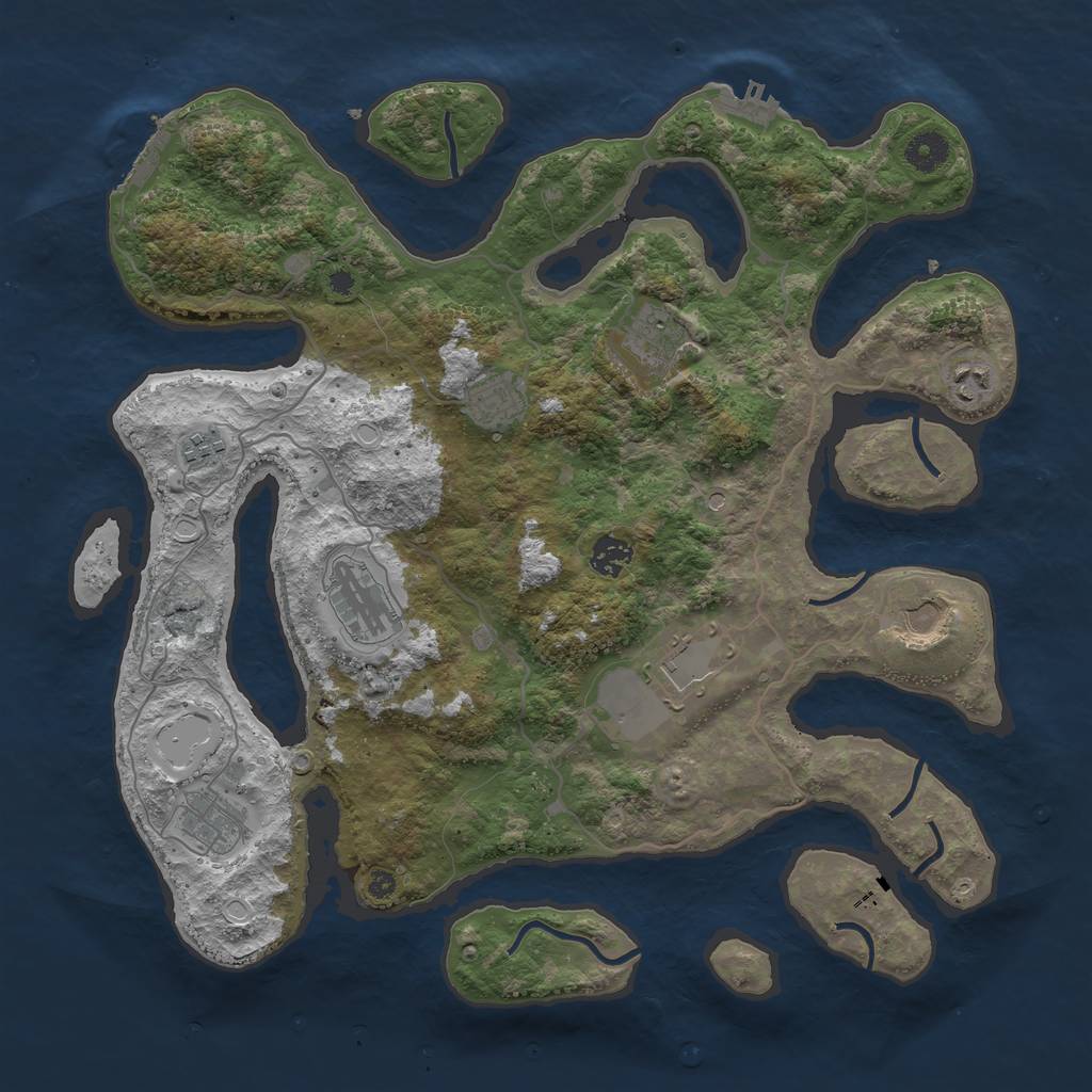 Rust Map: Procedural Map, Size: 4000, Seed: 3154638, 17 Monuments