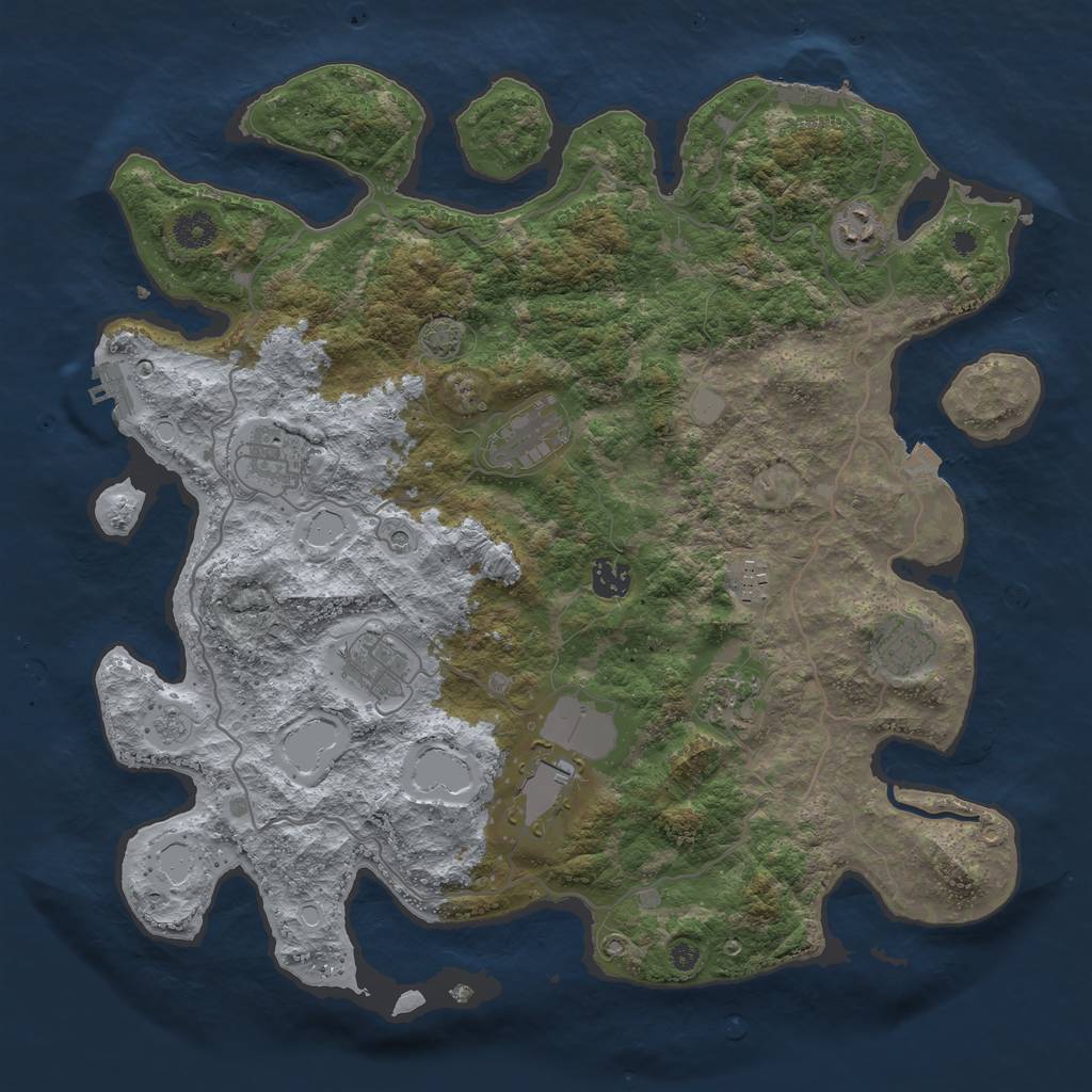 Rust Map: Procedural Map, Size: 4000, Seed: 1561911916, 17 Monuments