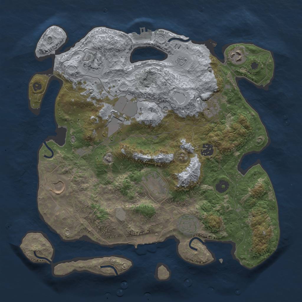 Rust Map: Procedural Map, Size: 3500, Seed: 2040573605, 15 Monuments