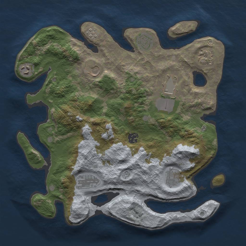 Rust Map: Barren, Size: 3500, Seed: 171, 12 Monuments