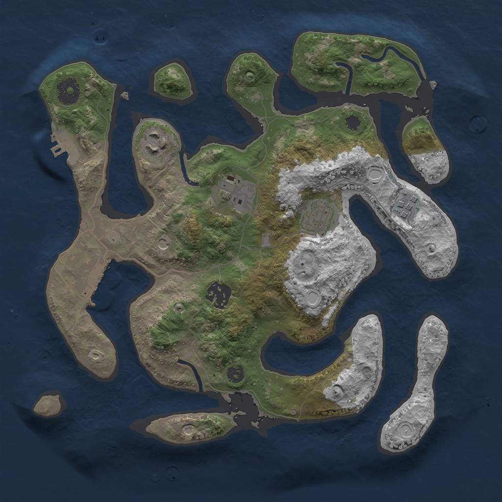 Rust Map: Procedural Map, Size: 3000, Seed: 2427379, 13 Monuments