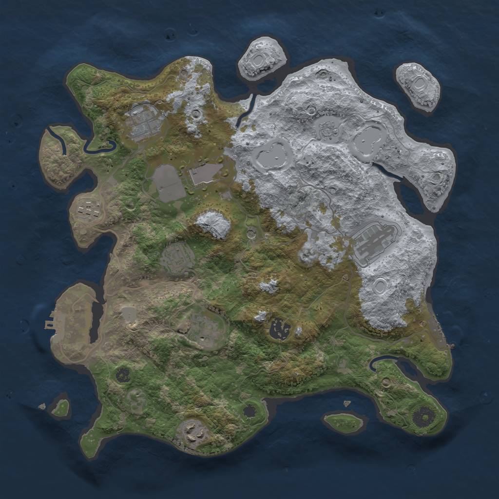 Rust Map: Procedural Map, Size: 3500, Seed: 458883, 15 Monuments