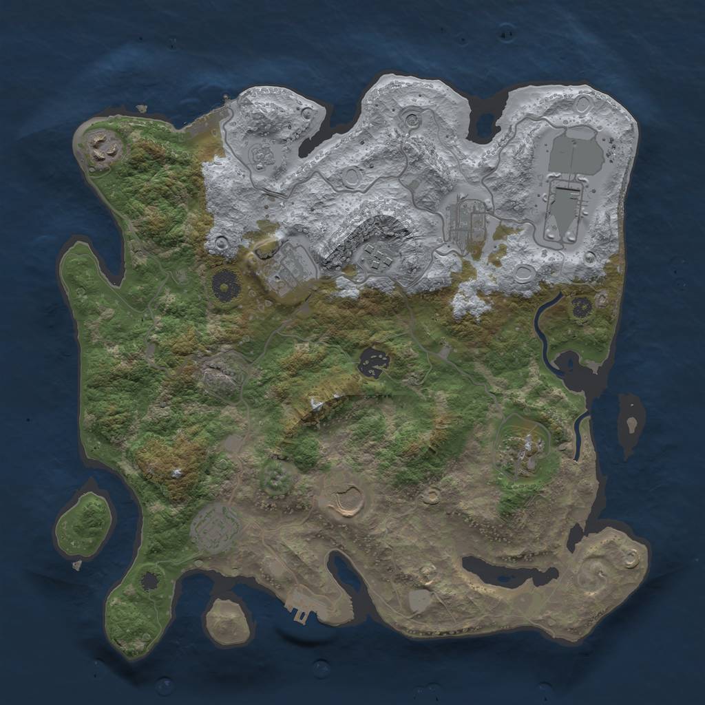 Rust Map: Procedural Map, Size: 3500, Seed: 571041217, 16 Monuments