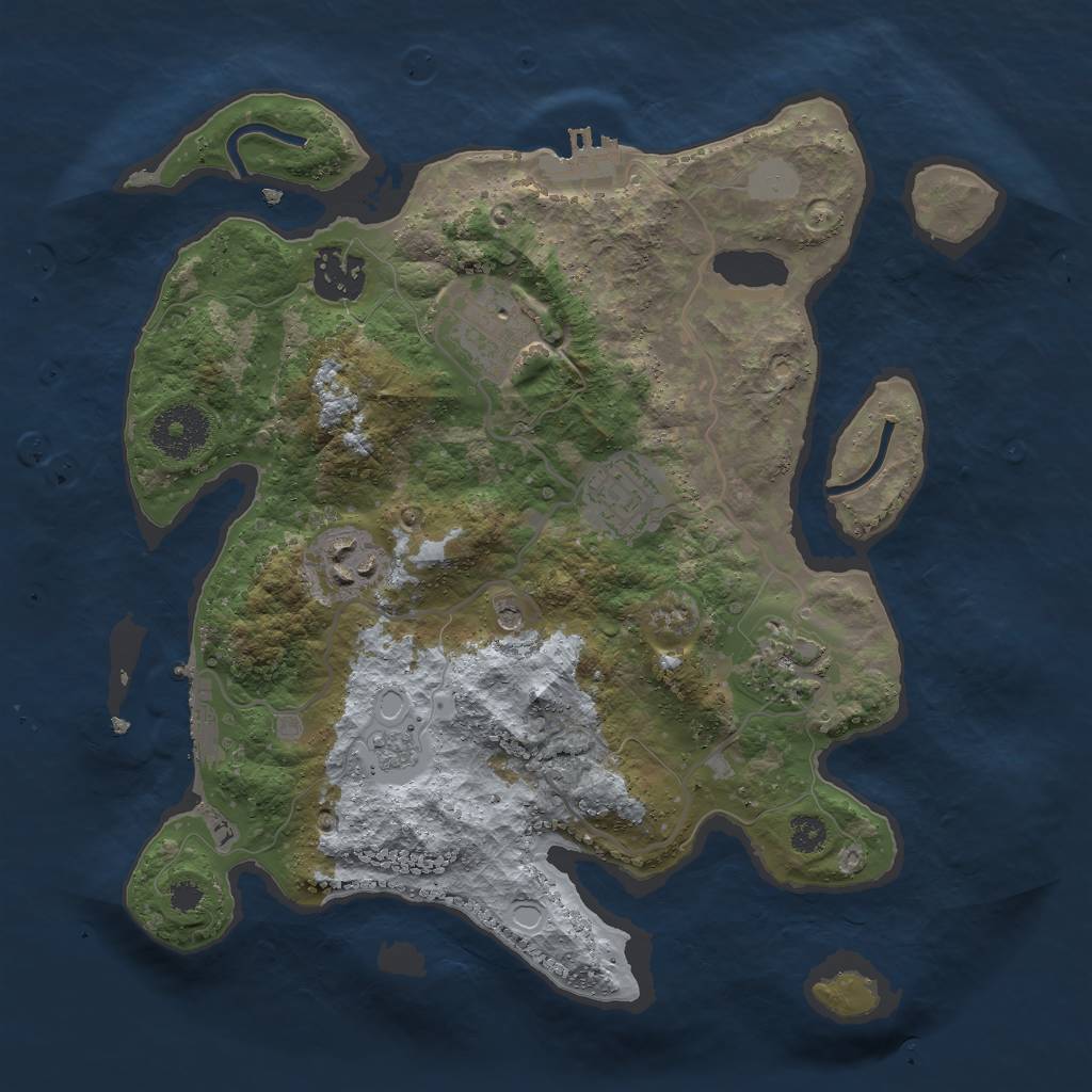 Rust Map: Procedural Map, Size: 3000, Seed: 48751, 12 Monuments