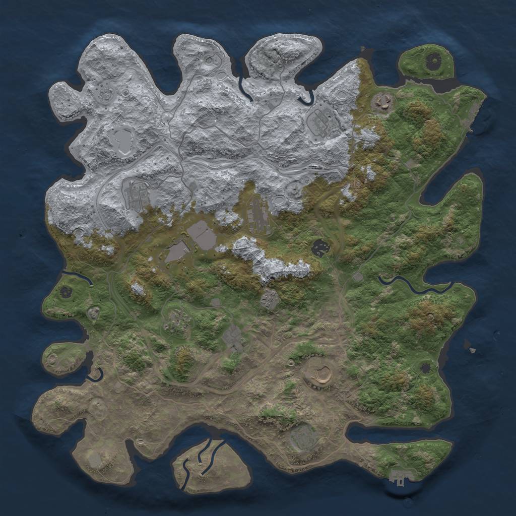 Rust Map: Procedural Map, Size: 4500, Seed: 846514, 18 Monuments