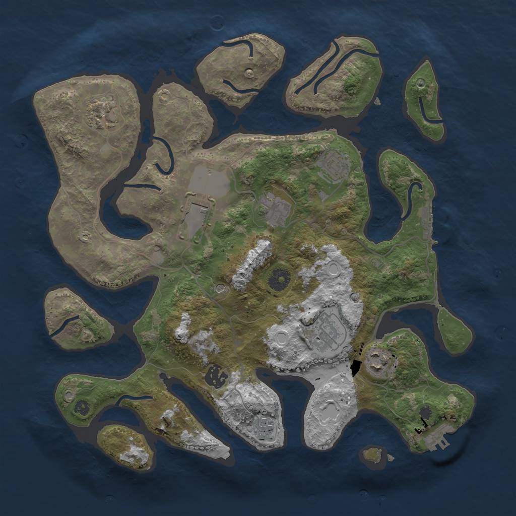 Rust Map: Procedural Map, Size: 3500, Seed: 278935416, 16 Monuments