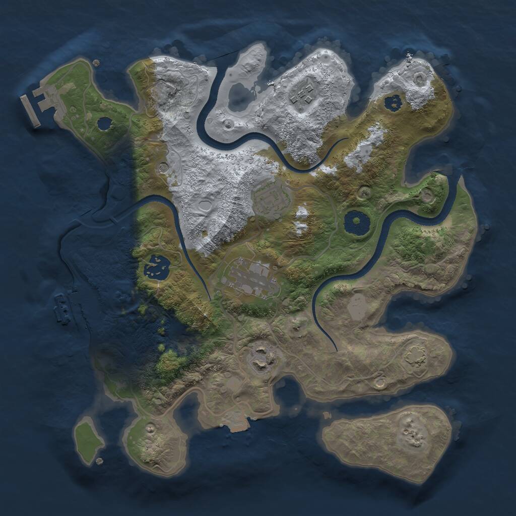 Rust Map: Procedural Map, Size: 3000, Seed: 14578, 10 Monuments