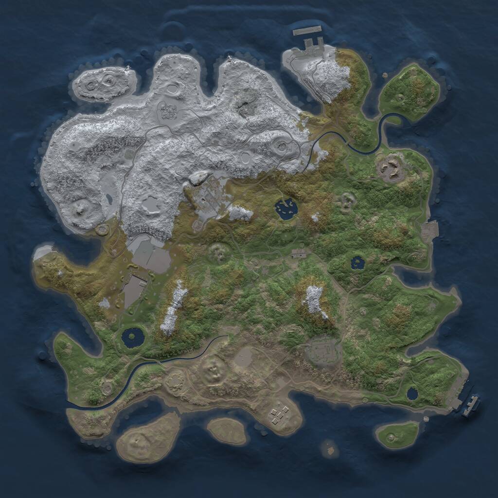 Rust Map: Procedural Map, Size: 3500, Seed: 183242776, 12 Monuments