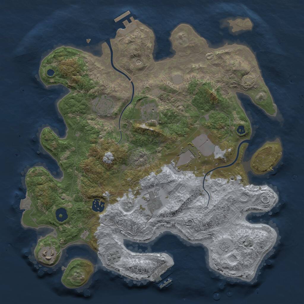 Rust Map: Procedural Map, Size: 3500, Seed: 1256203427, 13 Monuments