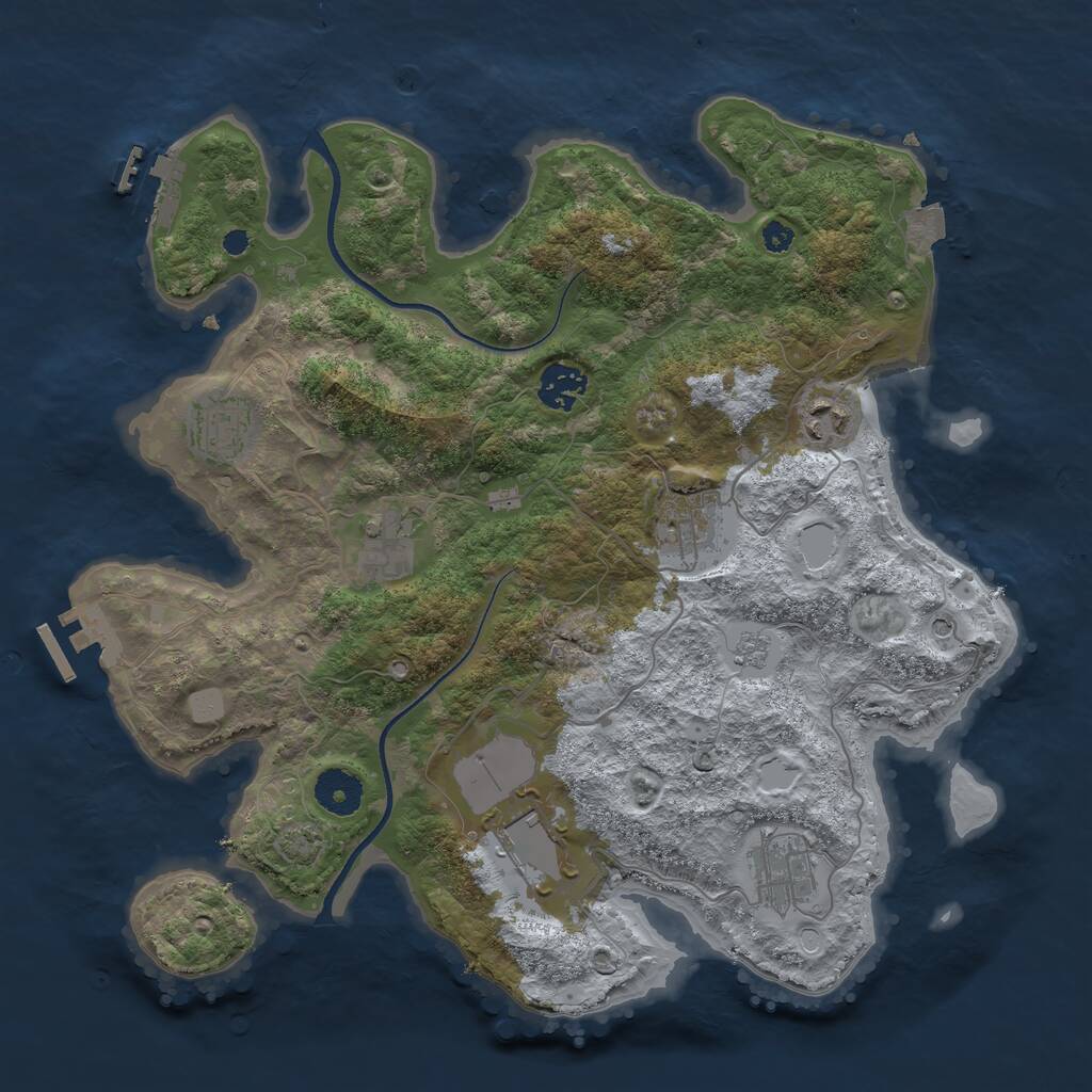Rust Map: Procedural Map, Size: 3500, Seed: 96426275, 13 Monuments
