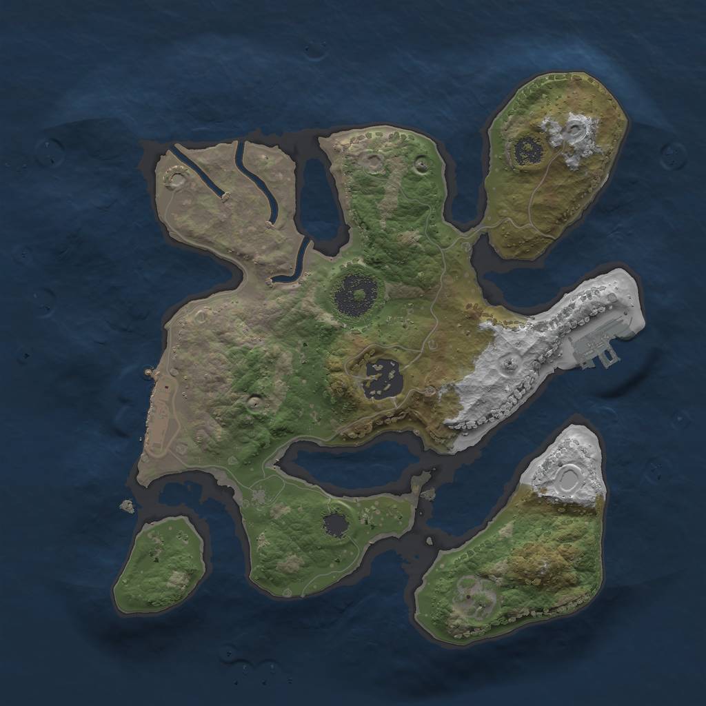 Rust Map: Procedural Map, Size: 2500, Seed: 54327, 8 Monuments