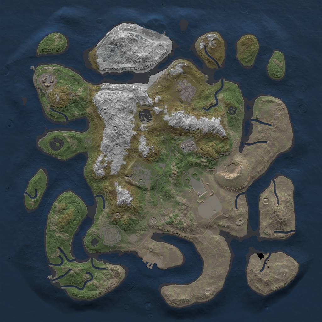 Rust Map: Procedural Map, Size: 3600, Seed: 121211454, 16 Monuments