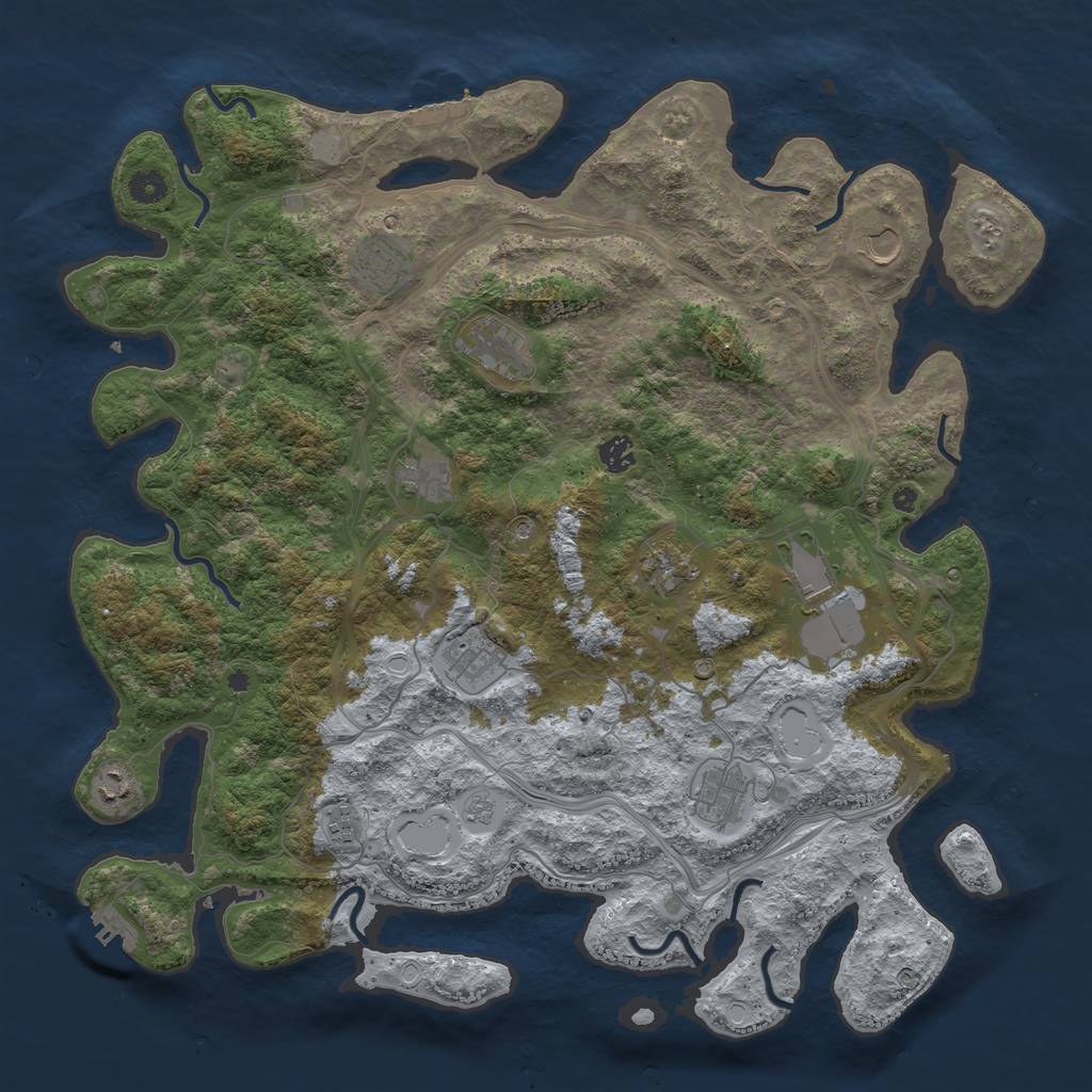 Rust Map: Procedural Map, Size: 4500, Seed: 455434416, 18 Monuments
