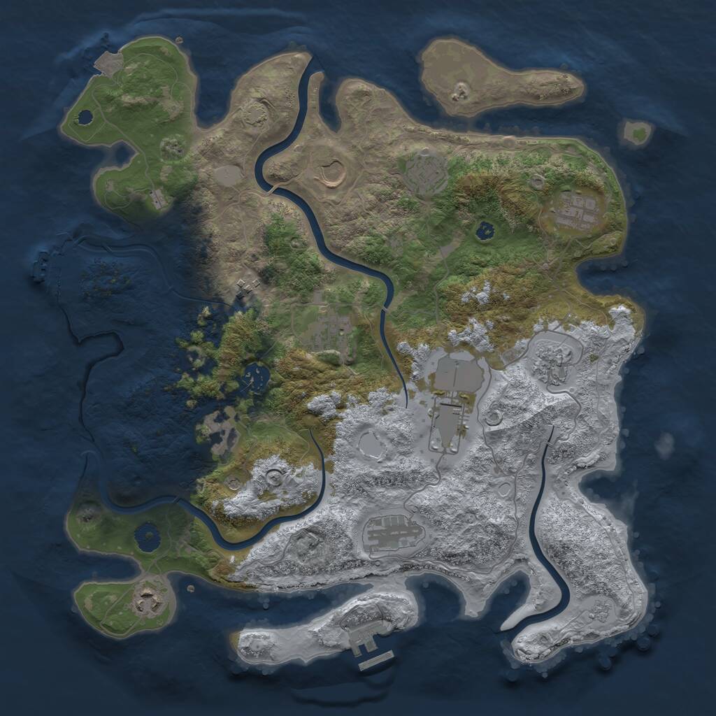 Rust Map: Procedural Map, Size: 3950, Seed: 1485489561, 17 Monuments