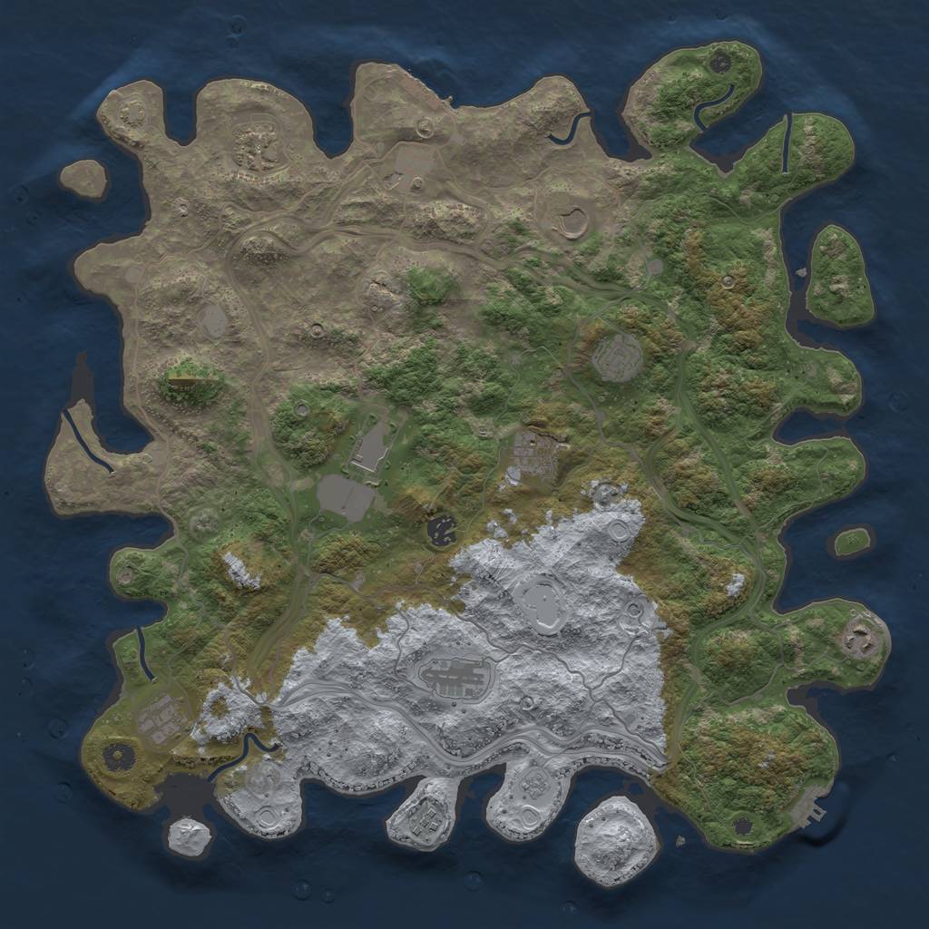 Rust Map: Procedural Map, Size: 4500, Seed: 1176031220, 19 Monuments