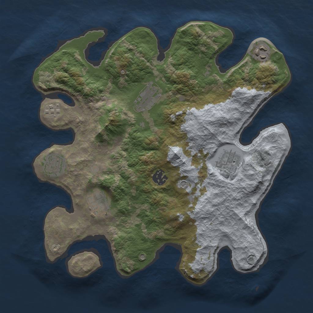 Rust Map: Barren, Size: 3200, Seed: 2239341, 10 Monuments