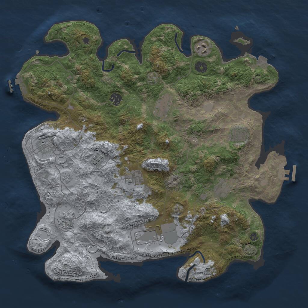 Rust Map: Procedural Map, Size: 3851, Seed: 3000251, 16 Monuments