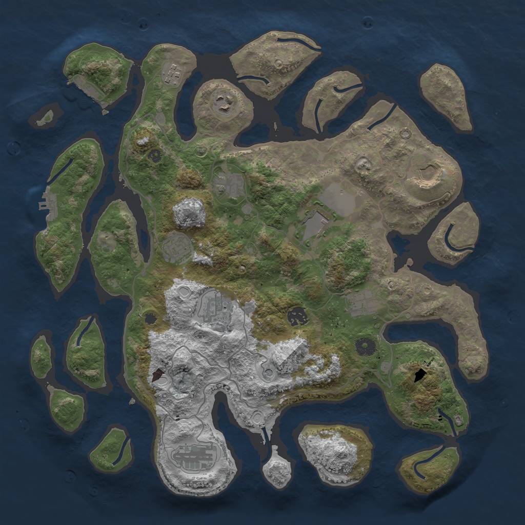 Rust Map: Procedural Map, Size: 4000, Seed: 67899177, 18 Monuments