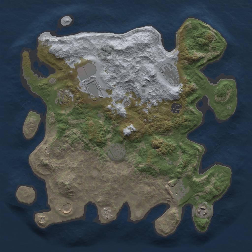 Rust Map: Barren, Size: 3500, Seed: 557, 12 Monuments