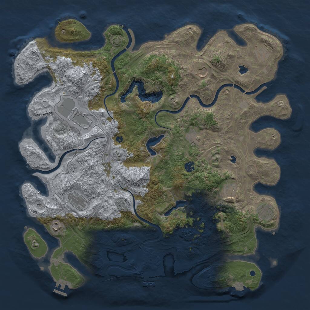 Rust Map: Procedural Map, Size: 4500, Seed: 1446342986, 16 Monuments