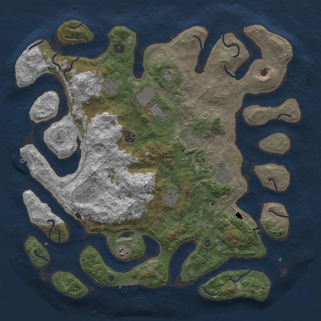 Rust Map: Procedural Map, Size: 4500, Seed: 1446342986, 19 Monuments