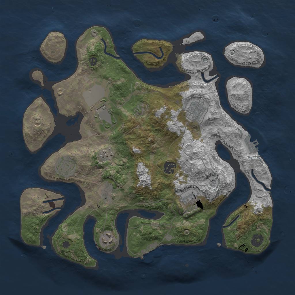 Rust Map: Procedural Map, Size: 3500, Seed: 823, 16 Monuments