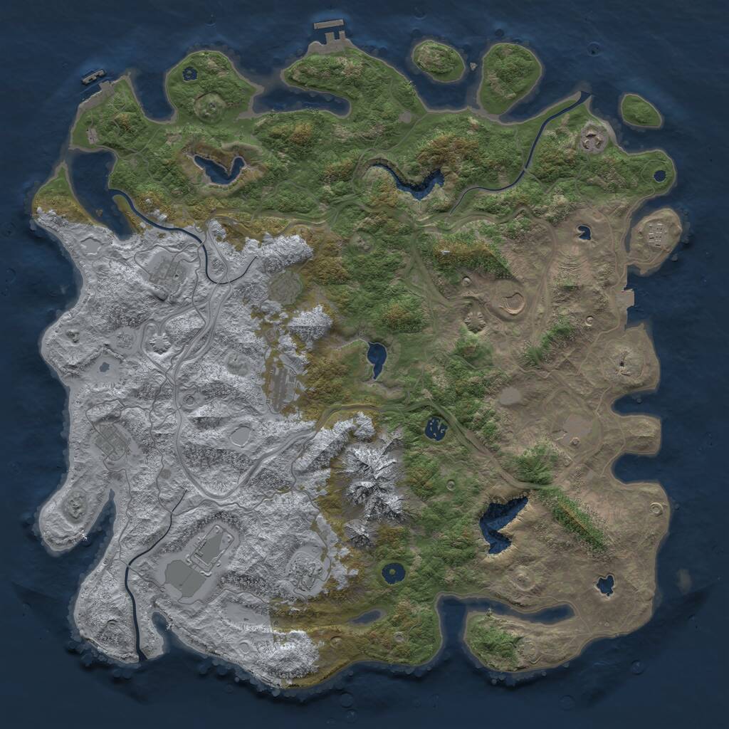 Rust Map: Procedural Map, Size: 5000, Seed: 73737373, 17 Monuments