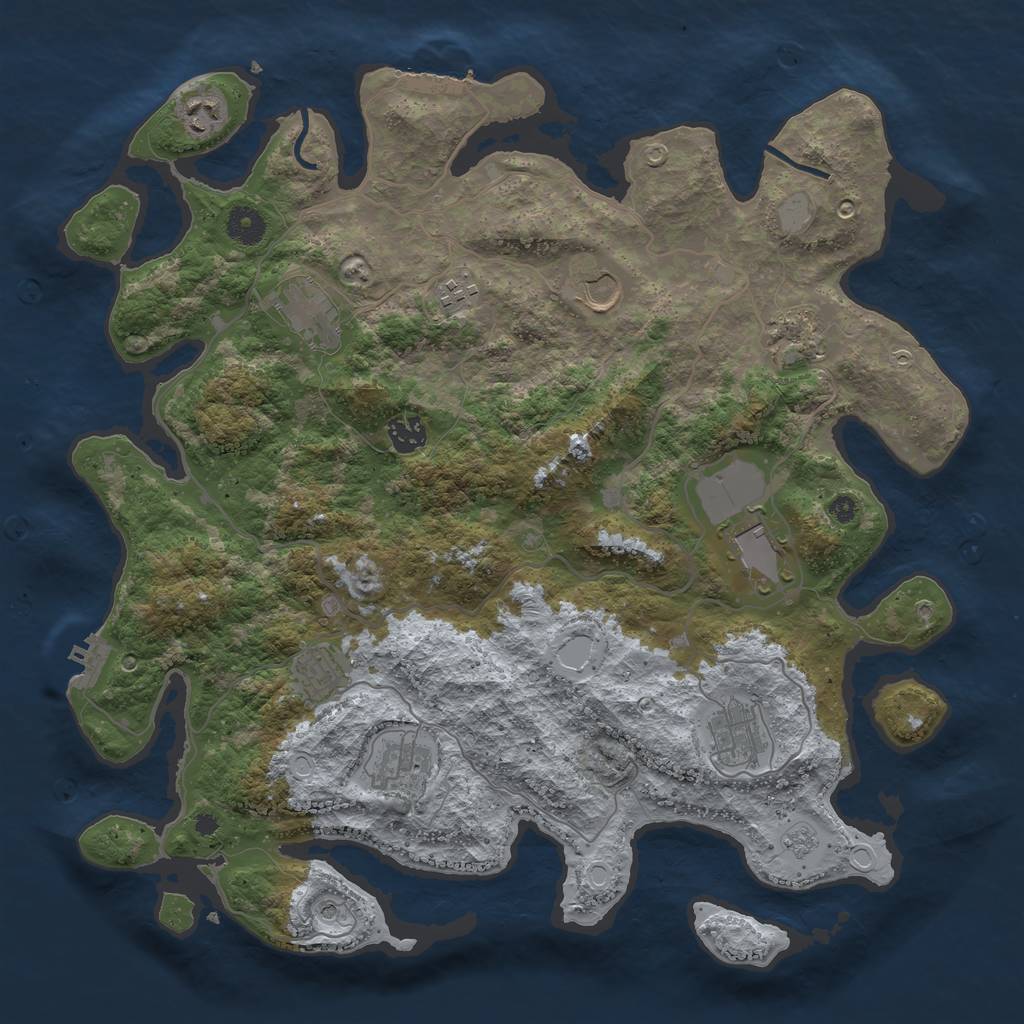 Rust Map: Procedural Map, Size: 4000, Seed: 1353259149, 17 Monuments