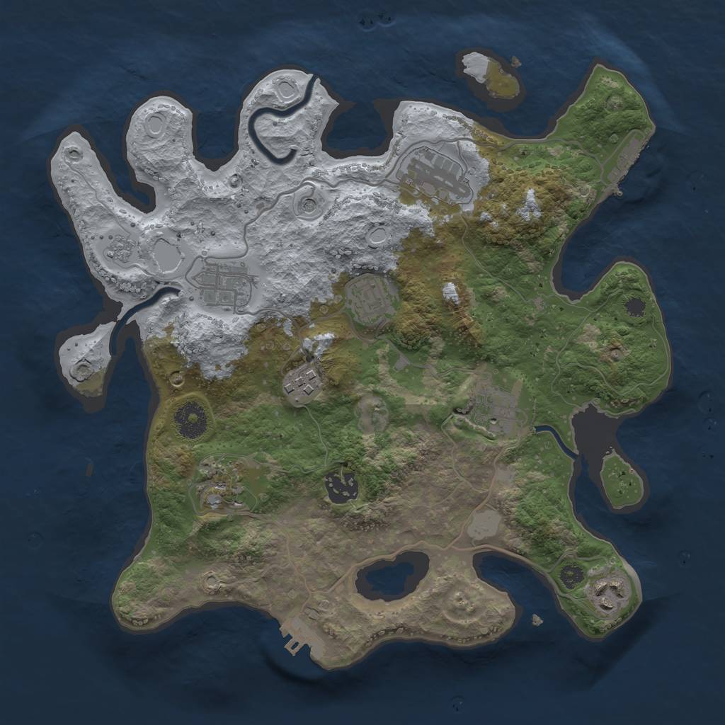 Rust Map: Procedural Map, Size: 3200, Seed: 6712, 15 Monuments
